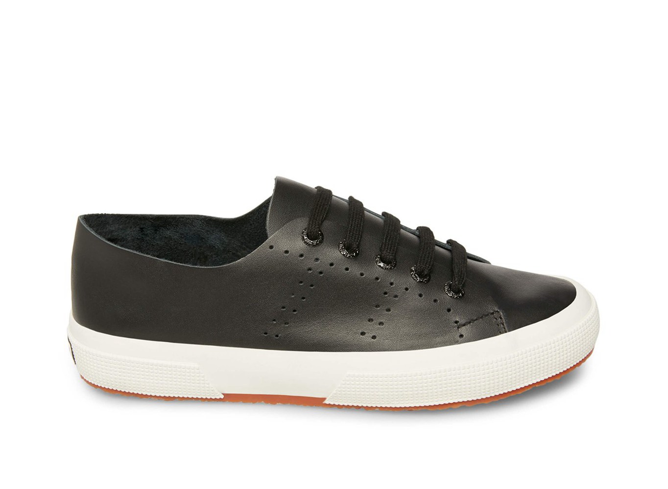 Zapatillas Superga Mujer Negras - 2750 Rawcutleatheru Cuero - 571402YJG